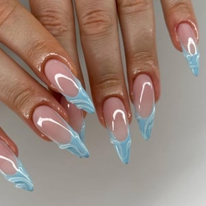 Handmade 3D Swirl Design and French Press On Nails | Handdrawn Nail Art | NO STICKERS | BillioNoire Beauty