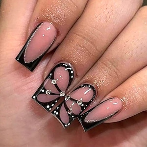 Handmade Butterfly Art Press On Nails | Handdrawn Nail Art | NO STICKERS | BillioNoire Beauty