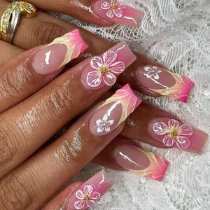 Handmade 3D Ombre Art Press On Nails | Handdrawn Nail Art | NO STICKERS | BillioNoire Beauty