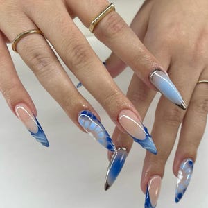 Handmade Blooming Art Press On Nails | Handdrawn Nail Art | NO STICKERS | BillioNoire Beauty