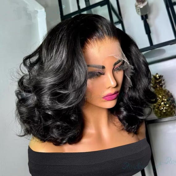 Glueless HD Lace 13x6 Inch Bob Wig, Custom Handmade Layered and Styled - Pre-Plucked, Bleached Knots, Pre Cut Lace, Glueless Cap, Body Wave