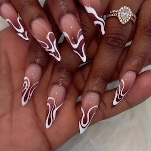 Handmade Ombre Swirl Art Design Press On Nails | Handdrawn Nail Art | NO STICKERS | BillioNoire Beauty
