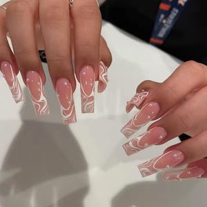 Handmade French Design Press On Nails | Handdrawn Nail Art | NO STICKERS | BillioNoire Beauty