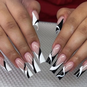 Handmade Retro Art Press On Nails | Handdrawn Nail Art | NO STICKERS | BillioNoire Beauty