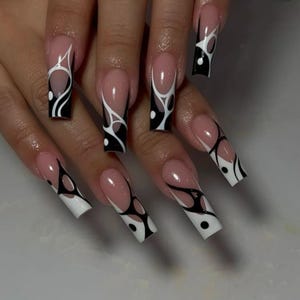 Handmade Ying Yang Art Press On Nails | Handdrawn Nail Art | NO STICKERS | BillioNoire Beauty