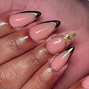 Handmade Chrome French Freestyle Press On Nails | Handdrawn Nail Art | NO STICKERS | BillioNoire Beauty