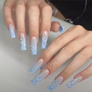 Handmade Ombre and Swirl Press On Nails | Handdrawn Nail Art | NO STICKERS | BillioNoire Beauty