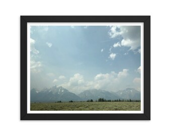 Framed Tetons Poster | Grand Teton Mountain Wall Art | Western Landscape Framed Print