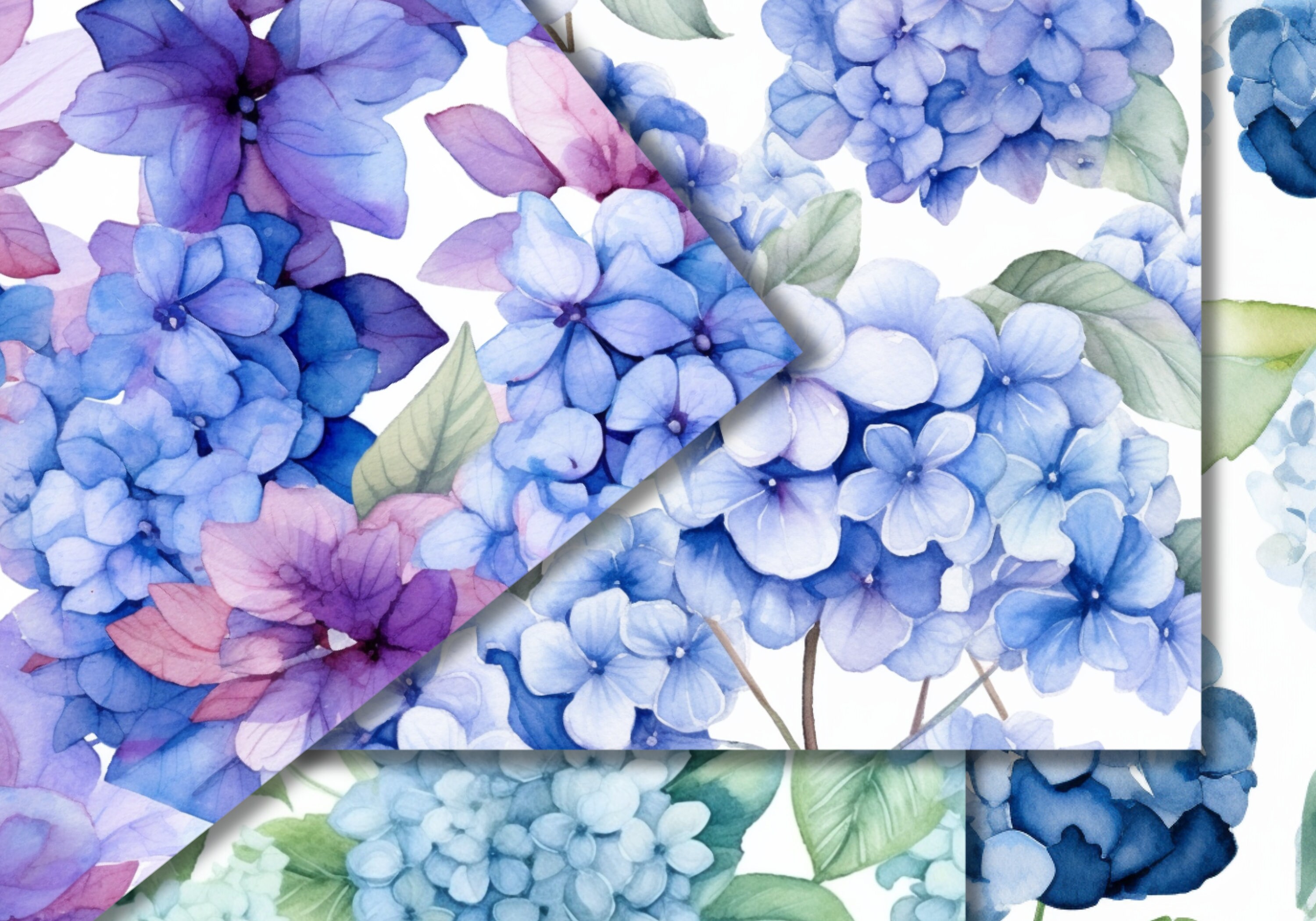 Watercolor Hydrangea Floral Digital Paper SEAMLESS Soft - Etsy