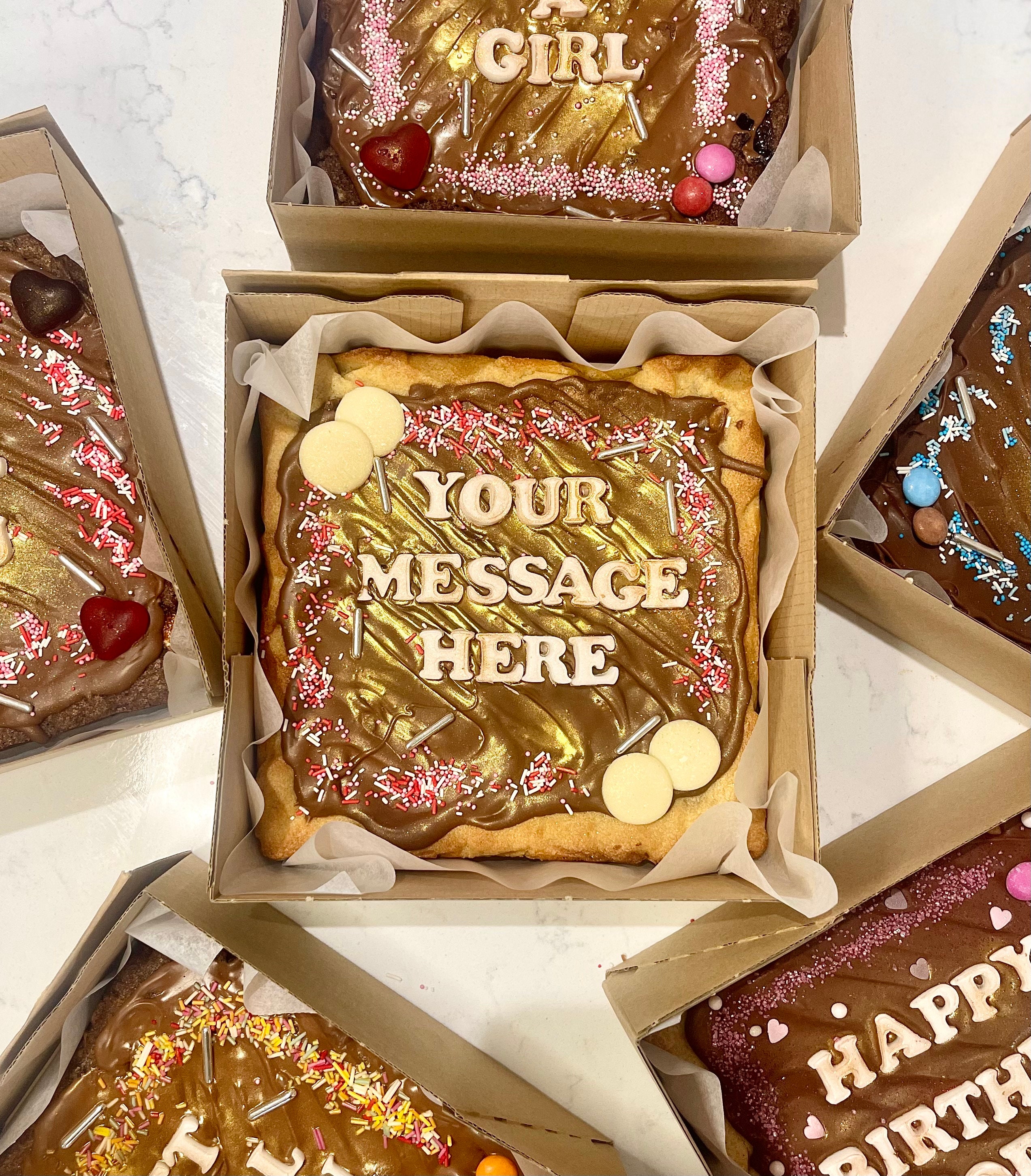 Personalized Message Stuffed Cookie Slab | Birthday Gift Box - Etsy UK