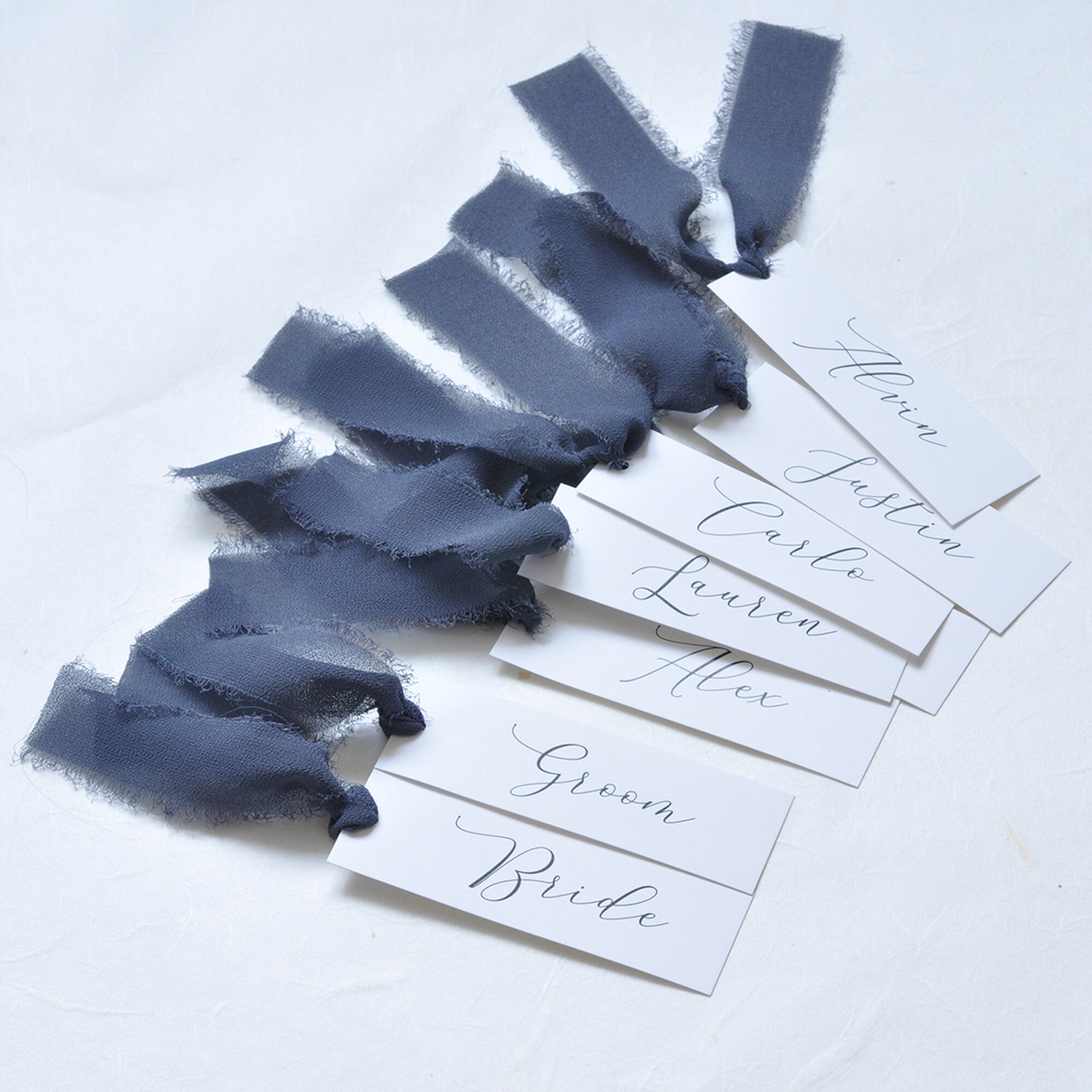Silk Ribbon Wedding Place Cards, Escort Cards, Ribbon Place Cards, Guest Names Cards, Hand Dyed Silk Ribbon, Colored Ribbon