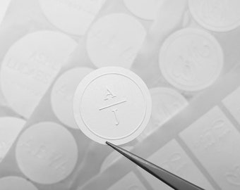 Custom Made White Embossed Raised Sticker/Label, Embossing Seal Stickers, Foil/Metallic Seal, Business/Wedding/Gift Stickers