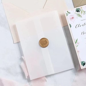 Plain Vellum Sleeve per invito 5x7, Wrap pre-piegato, Vellum Wrap, Vellum Jacket, Clear Sleeve, Traslucido Inviti, Vellum inviti,