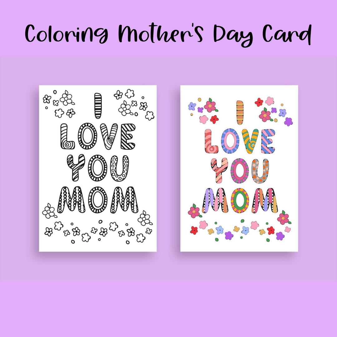 Coloring Mother's Day Cards - Etsy