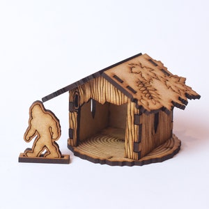 Tiny Bigfoot playhouse, Bigfoot gift, Bigfoot toy, Forest toy, homestead toy, wood toy, Bigfoot box, Sasquatch playlet, wooden Bigfoot