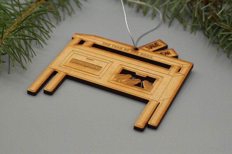 Quail Hutch Wood Christmas Ornament: Farm Homestead Gift image 2
