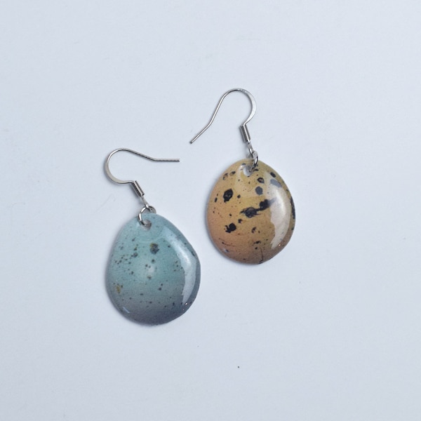 Quail Egg dangle earrings, Quail gift, Coturnix quail, homestead earrings, Homestead gift, farm jewelry, Quail jewelry, quail gift earrings