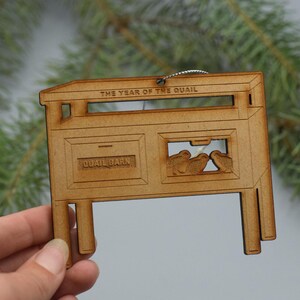 Quail Hutch Wood Christmas Ornament: Farm Homestead Gift image 4