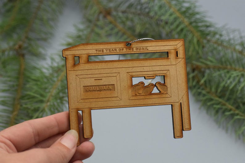 Quail Hutch Wood Christmas Ornament: Farm Homestead Gift image 4