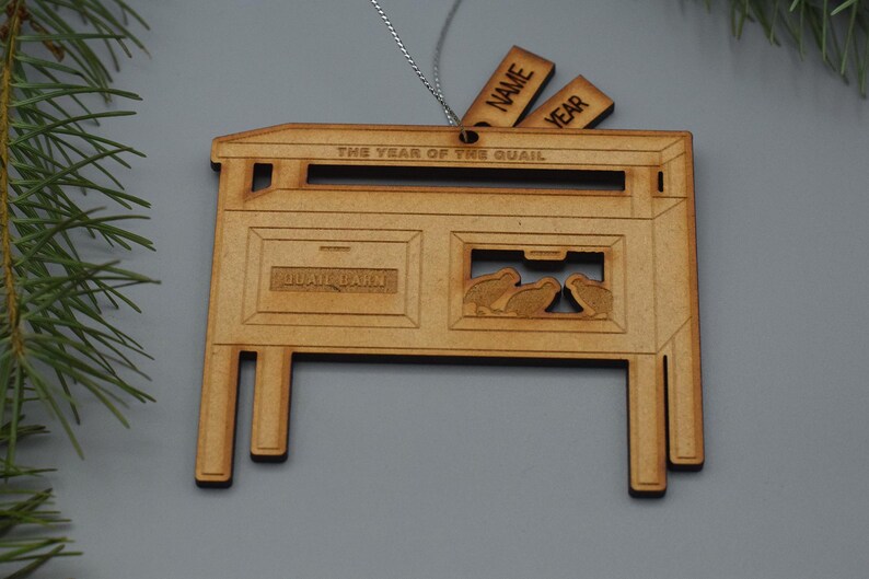 Quail Hutch Wood Christmas Ornament: Farm Homestead Gift image 3