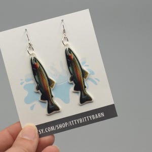 Salmon Dangle Earrings: Fish Lover Gift, Stainless Steel Hooks