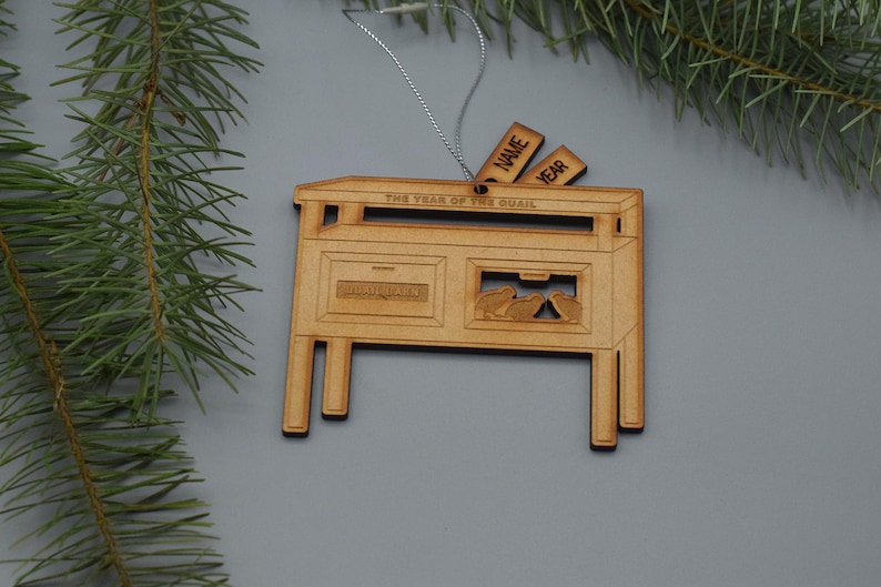 Quail Hutch Wood Christmas Ornament: Farm Homestead Gift image 1