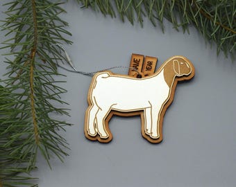 Boer Goat wood ornament: Goat homestead gift multicolor