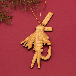 Wood Fly fishing ornament Fy fishing gift Fly fishing decor Fish ornament fishing gift Fishing gift wood fish fisherman Fly ornament