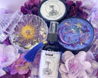 Blue Moon Dream Collection, Spray, Lotion, Candle, Bath Soak, Vegan Handmade, Sleep Aid, Meditation