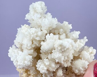 Aragonite Cave Popcorn: White Druzy Crystal Stone, Morocco