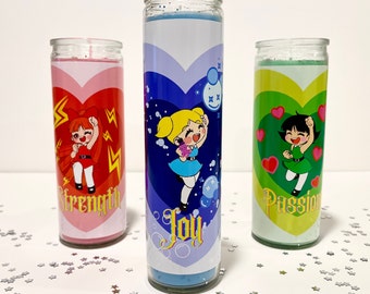 Powerpuff Girls Energy Prayer Candle, Votive, Spell, Soy Wax, Vegan, 90's, Cartoon