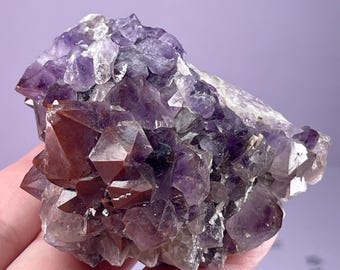 Amethyst Red Cap Crystal, Ontario Canada, Natural Raw, Thunder Bay