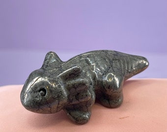 Hand Carved Pyrite Axolotl: Salamander Crystal Figurine