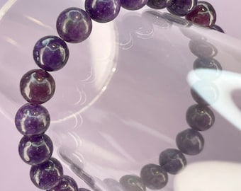 Lepidolite Crystal Bracelet: Deep Purple Gemstone Jewelry, Handmade in Canada
