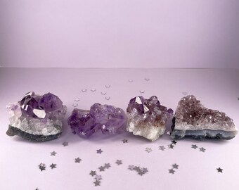 Raw Amethyst Crystal Cluster: Natural Purple Stone (65-111g)