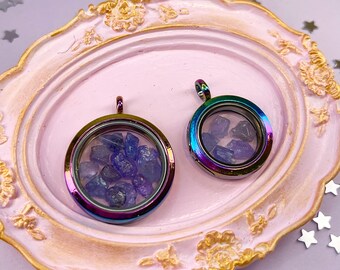 Indigo Tanzanite Crystal Locket Necklace: Spiritual Talisman