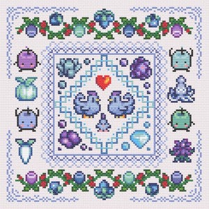 Stardew Valley Winter Sampler - kruissteekpatroon - Instant download pdf - Cottagecore, borduurwerk (ORIGINEEL)