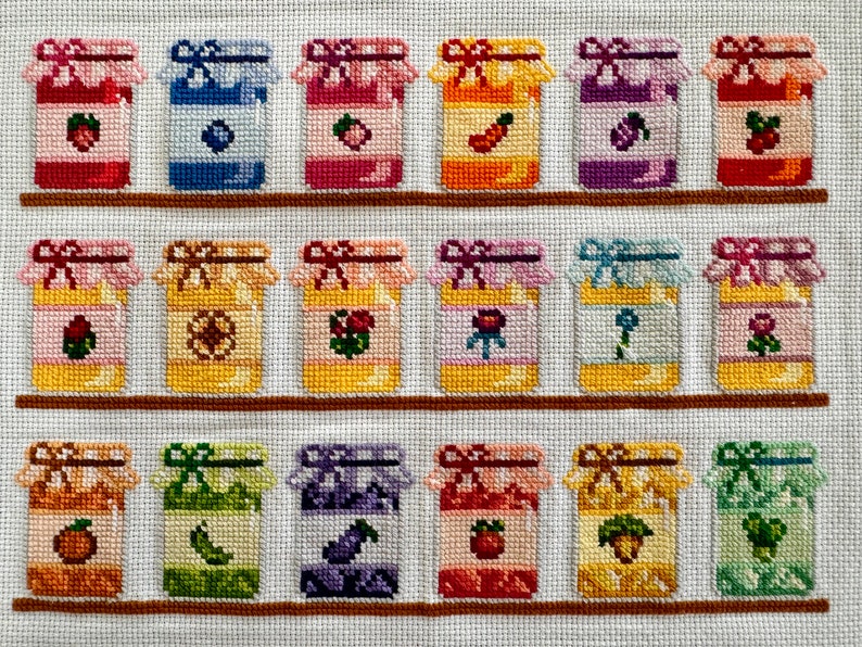 Stardew Valley Preserves Pantry - Korsstygnsmönster - Direktnedladdning i PDF-format - Cottagecore - Broderi - (ORIGINAL) bild 1