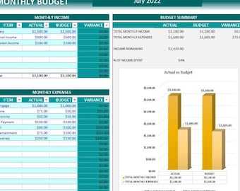 Budget Spreadsheet Etsy