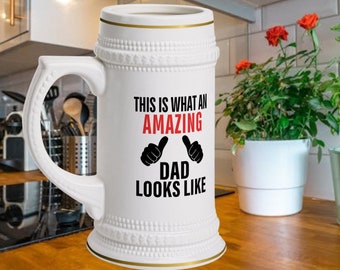 Beer Mug Gift for Dad, Gift for Dad from Daughter, Stein Beer Mug, Fathers Day Gift,  Dad Christmas Gift from Kids, Dad Birthday Gift