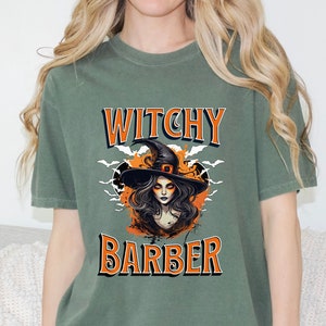 Halloween Witchy Barber Shirt, Halloween Barber Comfort Colors® Shirt, Barber T-Shirt, Barber Shop, Barber Birthday, Barber Gifts