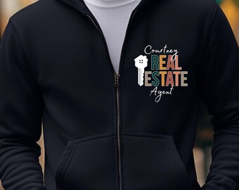 Personalized Realtor Zip Hoodie, Custom Real Estate Marketing Apparel, Custom Realtor Closing Gift, Personalized Realtor Clothing