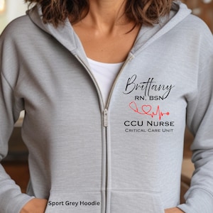Personalized CCU Critical Care Unit Sweatshirt Nurse Zip Up Hoodie, Intensive Critical Care ICU Nurse Shirt, CCU Nurse Zip Up Jacket Hoodie