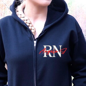 Personalized Nurse Hoodie, Custom Personalized Nurse Jacket, RN Hoodie Gift, Medical Jacket for Her, Nurse Graduation Gift, CNA, LNP Hoodie
