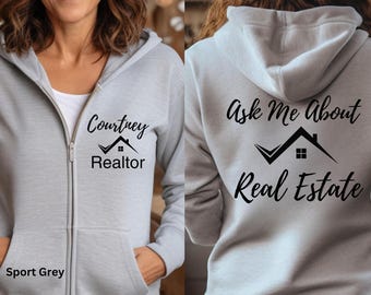 Personalized Realtor Hoodie, Realtor Marketing Apparel, Custom Realtor Real Estate Agent Closing Gift, Personalized Realtor Shirt