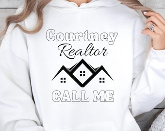 Personalized Realtor Pullover Hoodie. Custom Realtor Marketing Apparel, Realtor Clothing, Realtor Closing Gift, Real Estate Marketing