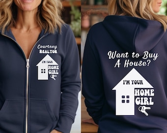 Personalized Realtor Zip Hoodie, Realtor Marketing Apparel, Custom Realtor Real Estate Agent Closing Gift, Personalized Realtor Shirt
