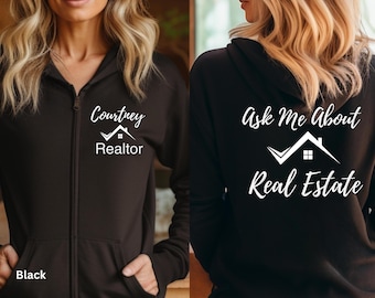 Personalized Realtor Real Estate Agent Full Zip Hoodie, Realtor Marketing Apparel, Realtor Closing Gift, Custom Realtor Hoodie Sweatshirt