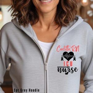 Personalized ICU Intensive Care Unit Nurse Pullover Sweatshirt Shirt Full Zip Jacket Sweater, ICU Nurse Crew Sweatshirt Zip Jacket Hoodie