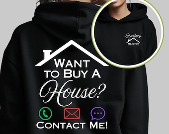Custom Realtor Pullover Hoodie Sweatshirt, Personalized Realtor Marketing Apparel, Realtor Closing Gift, Real Estate Agent Marketing